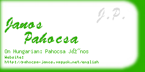 janos pahocsa business card